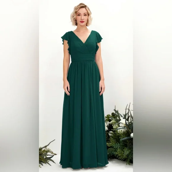 slim fit dress slacks Dark Green Chiffon Ruffle Prom Dress Formal Dress Evening Party Dresse –  formalgowns